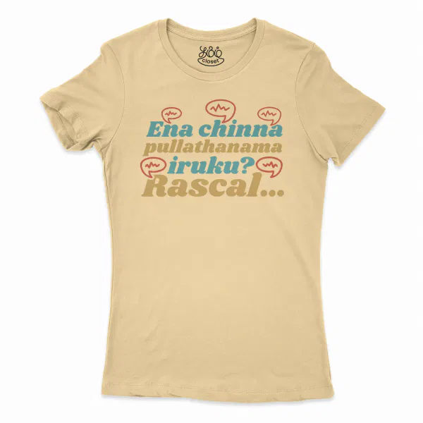 Ena Chinna Pulla Thanama Iruku Rascal Women’s T-Shirt in Solid Banana Cream Color