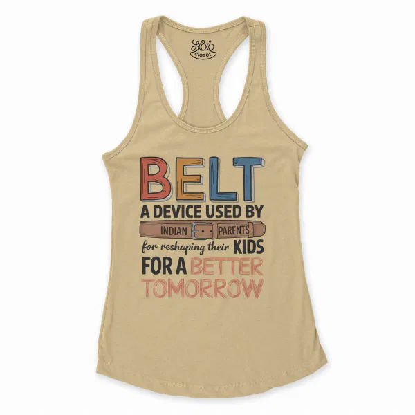Belt A Device Women's Racerback Tank in Solid Banana Cream Color