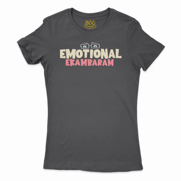 Emotional Ekambaram Women’s T-Shirt in Solid Black Color