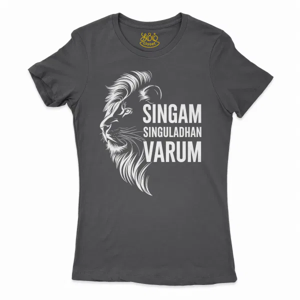 Singam Singuladhan Varum Women's T-Shirt in Solid Black Color