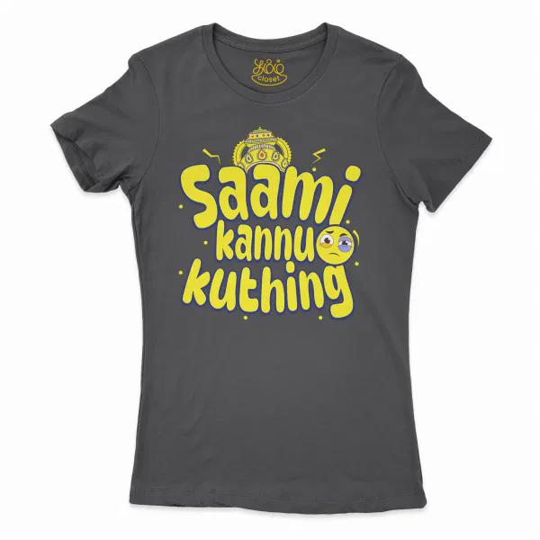 Saami Kannu Kuthing Women’s T-Shirt in Solid Black Color