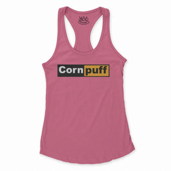 Cornpuff Women's Racerback Tank in Solid Hot Pink Color
