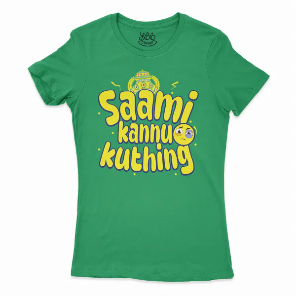 Saami Kannu Kuthing Women’s T-Shirt in Solid Kelly Green Color