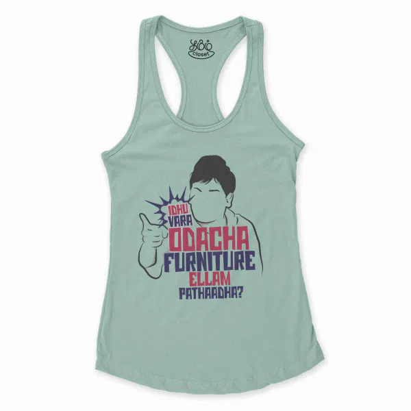 Idhu Vara Odacha Furniture Ellam Pathaadha Women's Racerback Tank in Solid Mint Color