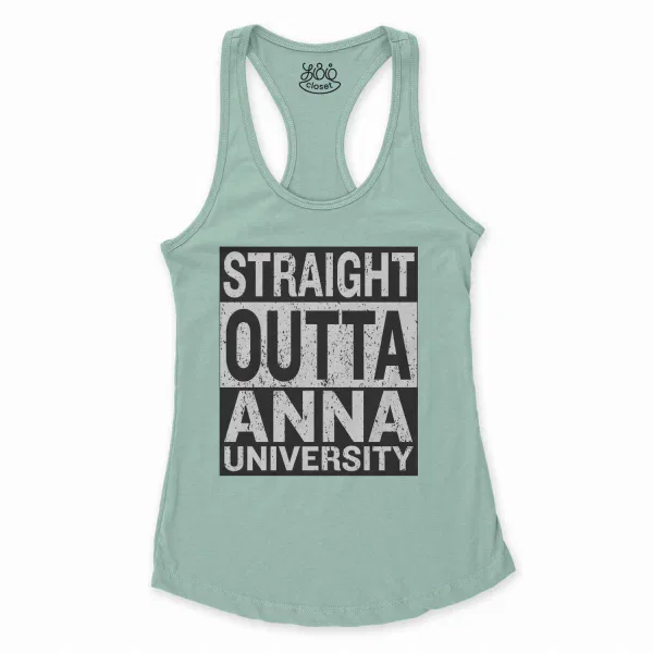 Straight Outta Anna University Women's Racerback Tank in Solid Mint Color
