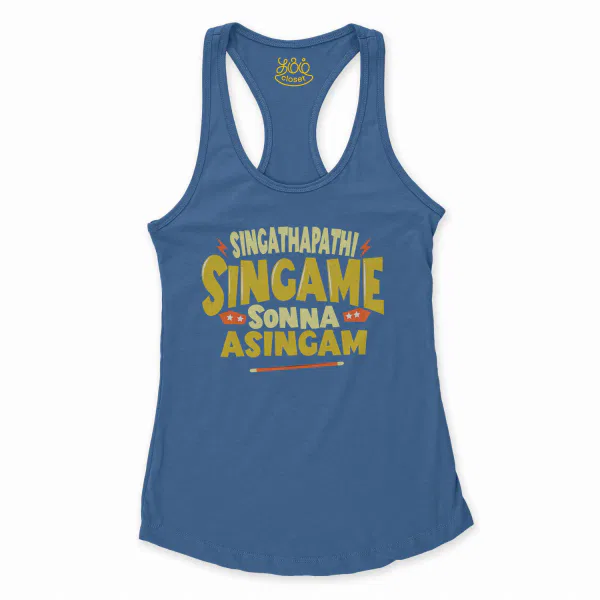 Singathapathi Singame Sunna Asingam Women's Racerback Tank in Solid Royal Color