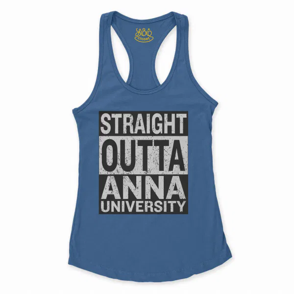 Straight Outta Anna University Women's Racerback Tank in Solid Royal Color