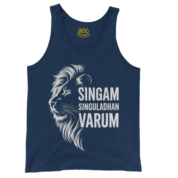 Singam Singuladhan Varum Men/Unisex Tank Top in True Navy Color