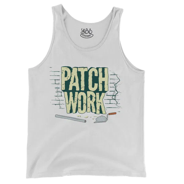 Patch Work Men/Unisex Tank Top in White Color