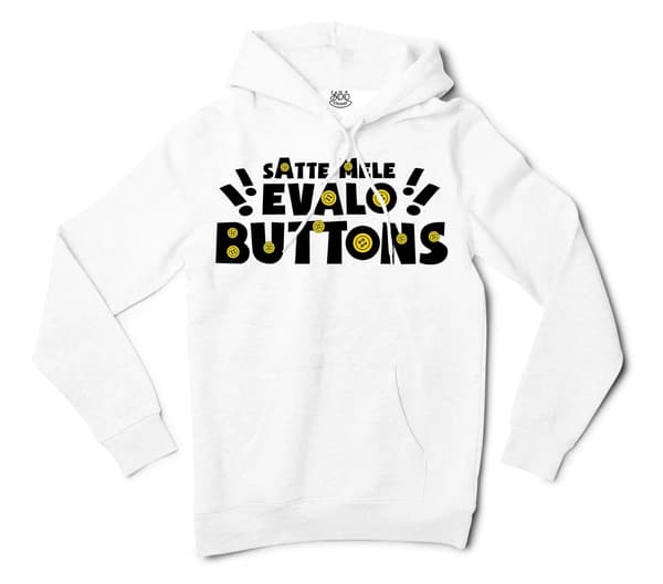 Satte Mele Evalo Buttons Men/Unisex Hoodie in White Color