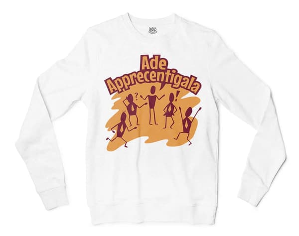 Ade Apprecentingala Men/Unisex Long Sleeve Sweatshirt in White Color