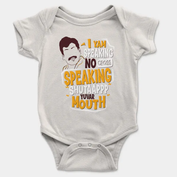 I Yam Speaking No Cross Speaking Short Sleeve Baby Onesie in White Color