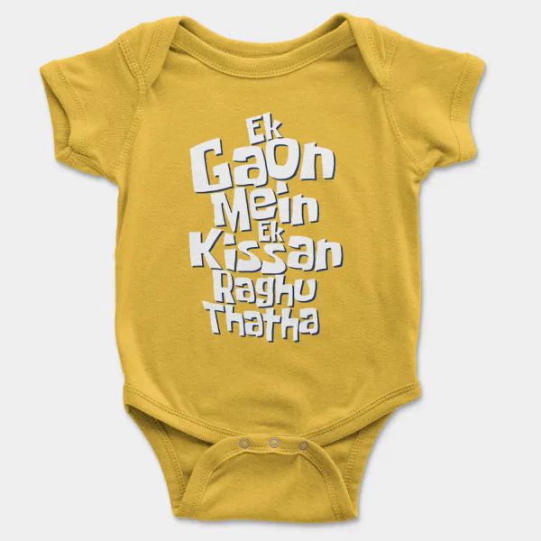 Ek Gaon Mein Ek Kissan Raghu Thatha Short Sleeve Baby Onesie in Yellow Color
