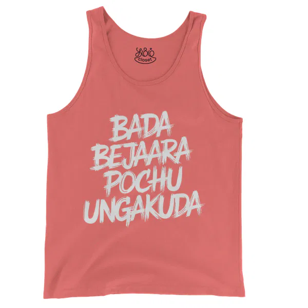 Bada Bejaara Pochu Ungakuda Men/Unisex Tank Top in Bright Salmon Color