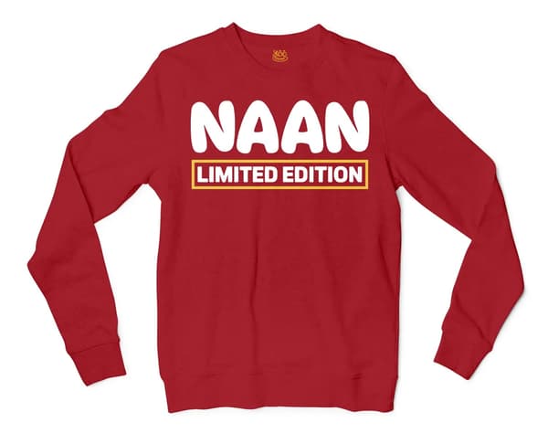 Naan Limited Edition Men/Unisex Long Sleeve Sweatshirt in Cherry Red Color