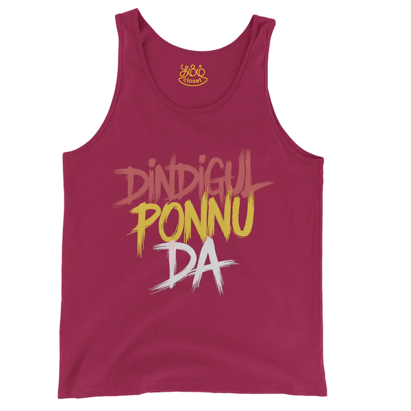 Dindigul Ponnu Da Men/Unisex Tank Top in Crimson Color