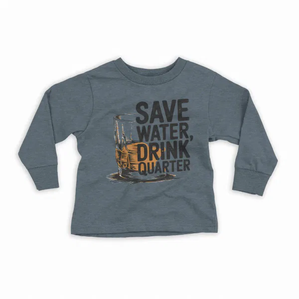 Save Water Drink Quarter Youth Unisex Sweatshirt in Dark Heather Color