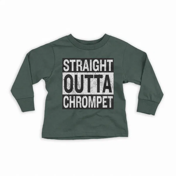 Straight Outta Chrompet Youth Unisex Sweatshirt in Forest Green Color