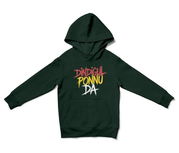 Dindigul Ponnu Da Unisex Youth Hoodie in Forest Green Color