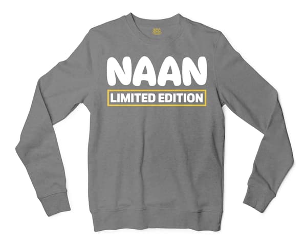 Naan Limited Edition Men/Unisex Long Sleeve Sweatshirt in Graphite Heather Color