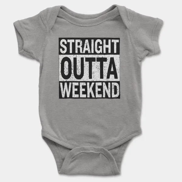 Straight Outta Weekend Short Sleeve Baby Onesie in Heather Color