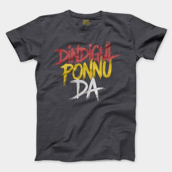 Dindigul Ponnu Da Men/Unisex T-Shirt in Heather Dark Grey Color