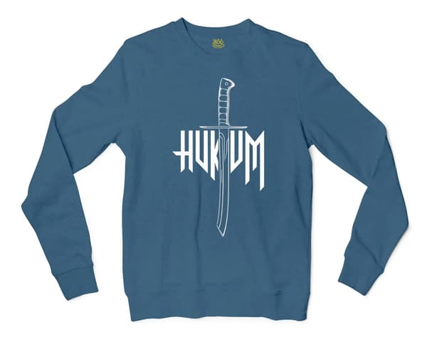 Hukum Men/Unisex Long Sleeve T-Shirt in Indigo Blue Color