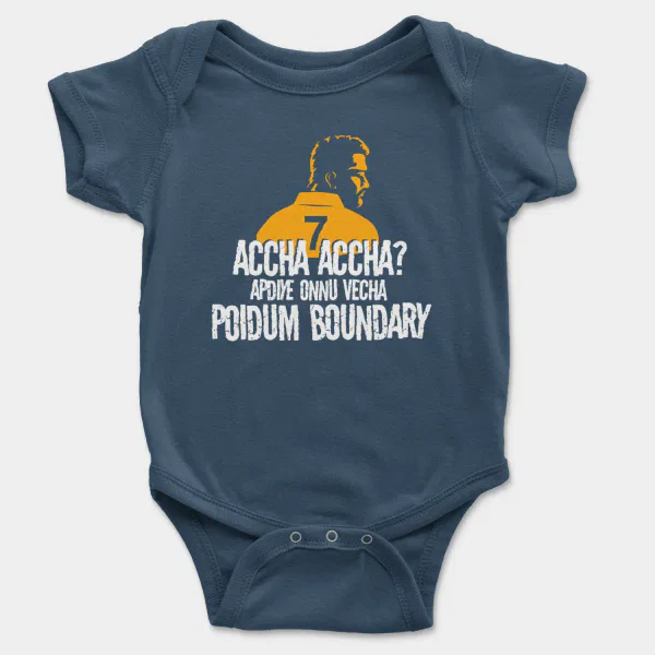 Accha Accha Apidiye Onu Vechcha Poidum Boundary Short Sleeve Baby Onesie in Navy Color