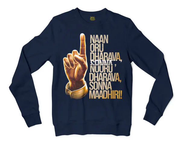 Naan Oru Dharava Sonna, Nooru Dharava Sonna Maadhiri Men/Unisex Long Sleeve Sweatshirt in Navy Color