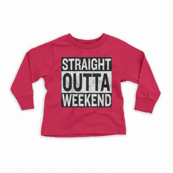 Straight Outta Weekend Youth Unisex Sweatshirt in Red Color