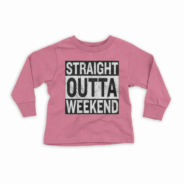 Straight Outta Weekend Youth Unisex Sweatshirt in Safety Pink Color