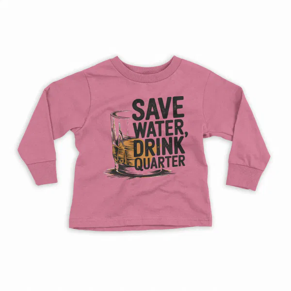 Save Water Drink Quarter Youth Unisex Sweatshirt in Safety Pink Color