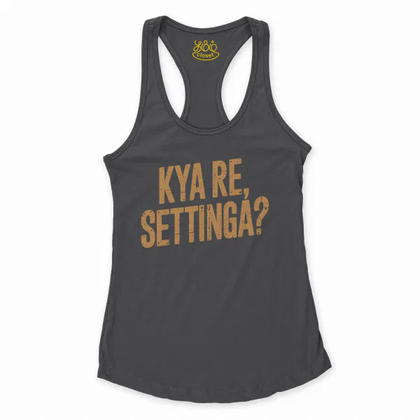 Kya Re, Settinga Women's Racerback Tank in Solid Black Color