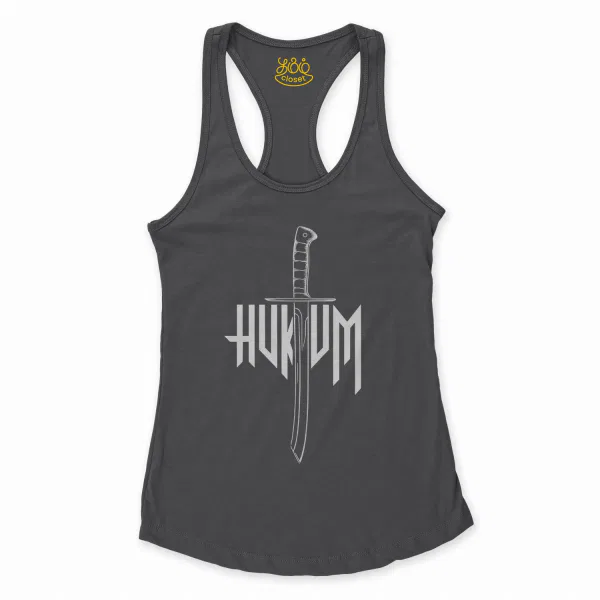 Hukum Women's Racerback Tank in Solid Black Color