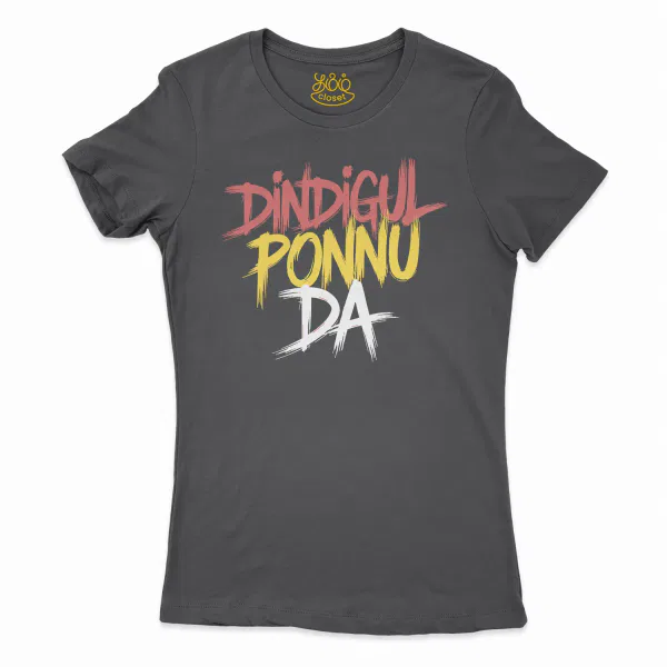 Dindigul Ponnu Da Women's T-Shirt in Solid Black Color