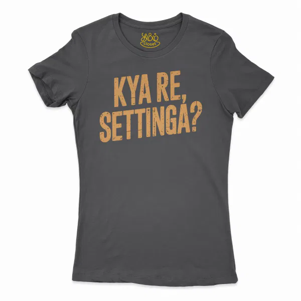 Kya Re, Settinga Women's T-Shirt in Solid Black Color