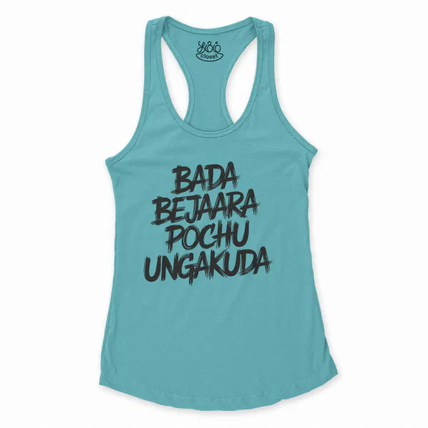 Bada Bejaara Pochu Ungakuda (Black) Women's Racerback Tank in Solid Cancun Color