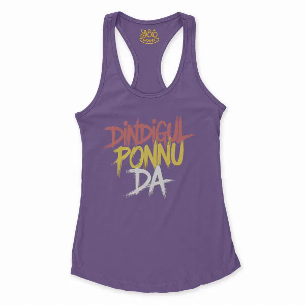 Dindigul Ponnu Da Women's Racerback Tank in Solid Purple Rush Color