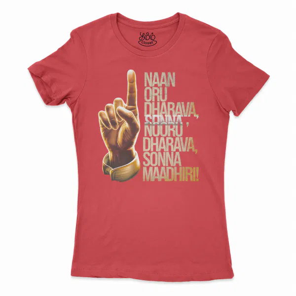Naan Oru Dharava Sonna, Nooru Dharava Sonna Maadhiri Women's T-Shirt in Solid Red Color