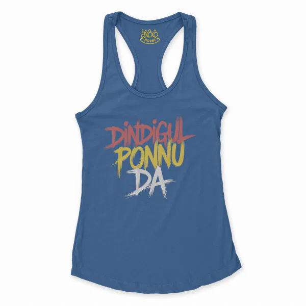 Dindigul Ponnu Da Women's Racerback Tank in Solid Royal Color