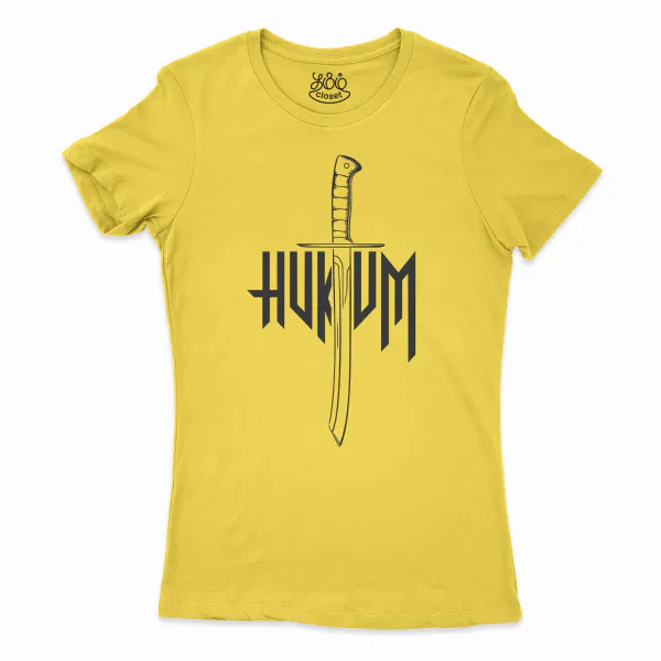 Hukum (Black) Women's T-Shirt in Solid Vibrant Yellow Color