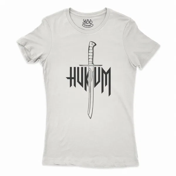 Hukum (Black) Women's T-Shirt in Solid White Color