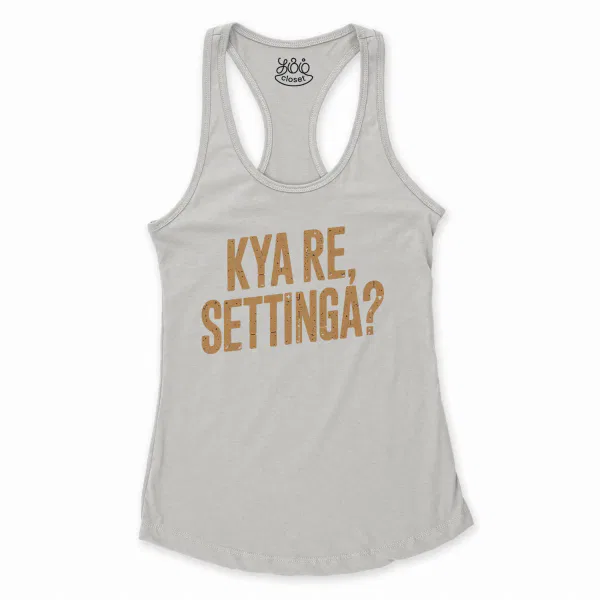Kya Re, Settinga Women's Racerback Tank in Solid White Color