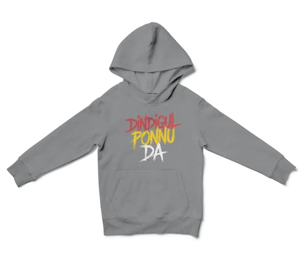 Dindigul Ponnu Da Unisex Youth Hoodie in Sport Grey Color