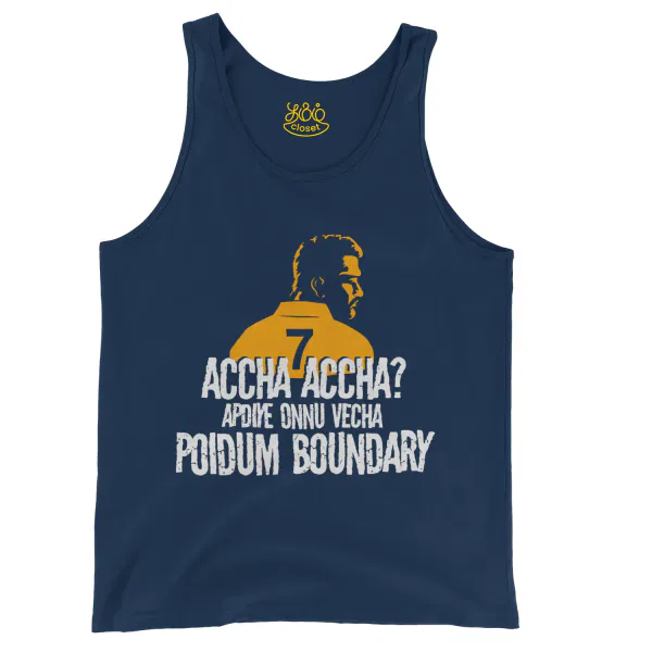 Accha Accha Apidiye Onu Vechcha Poidum Boundary Men/Unisex Tank Top in True Navy Color