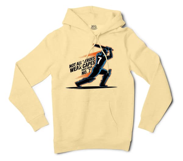 Not All Heroes Wear Capes, Some Wear No. 7 Men/Unisex Hoodie in Light Yellow Color