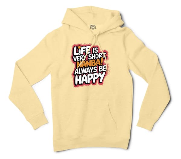 Life Is Very Short Nanba Men/Unisex Hoodie in Light Yellow Color