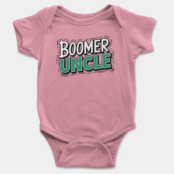 Boomer Uncle Short Sleeve Baby Onesie in Pink Color