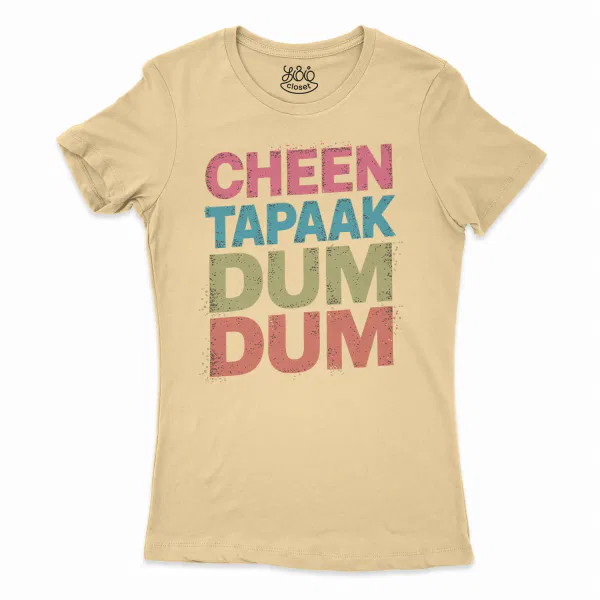 Cheen Tapaak Dum Dum Women's T-Shirt in Solid Banana Cream Color