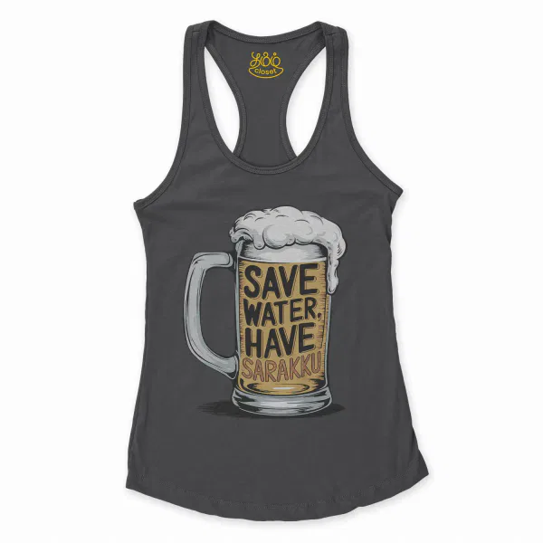 Save Water And Have Sarakku Women's Racerback Tank in Solid Black Color